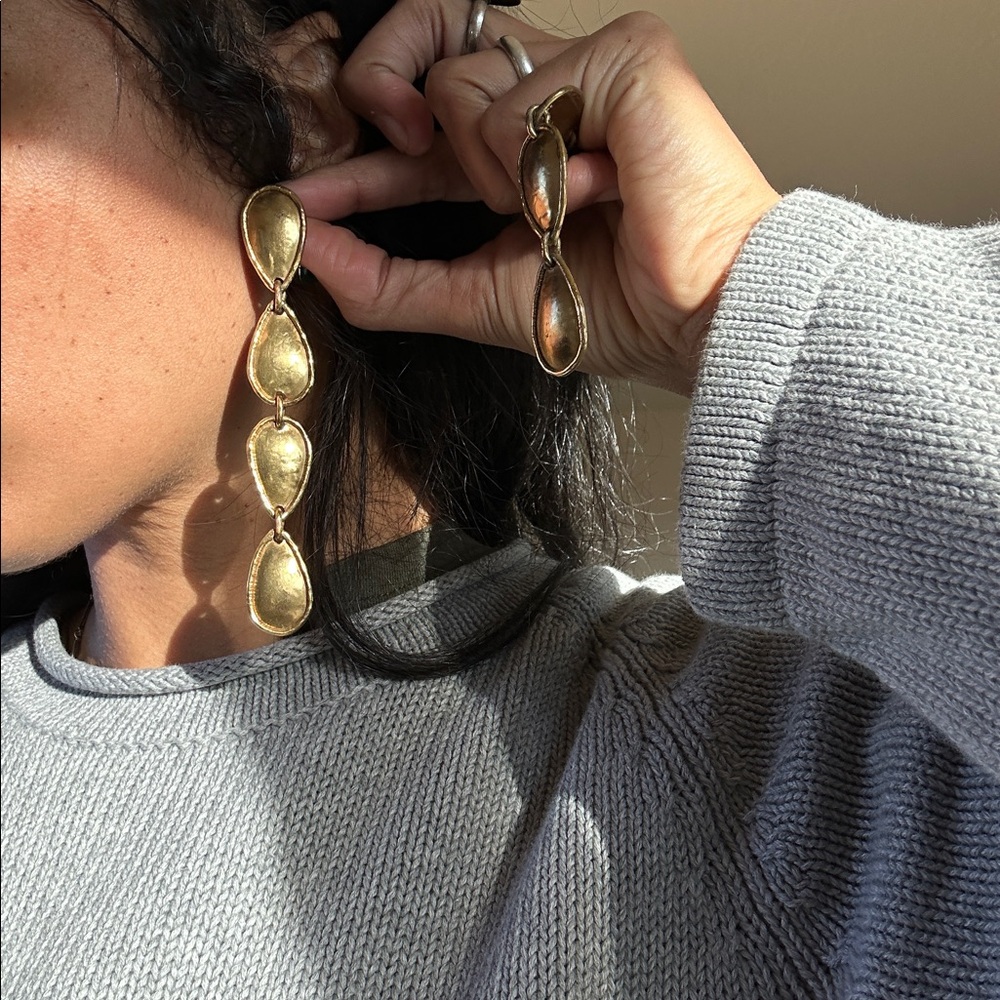 Goldstone teardrop dangle earrings